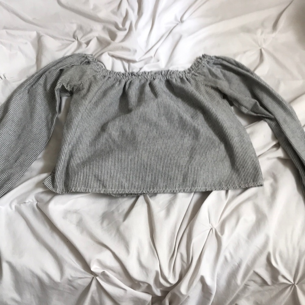 striped off the shoulder brandy melville top